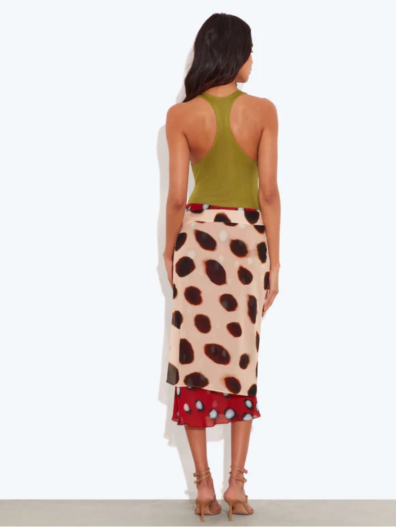Rat & Boa Rheta Midi Wrap Skirt In Red & Cream Polka Dot — image 2 of 3